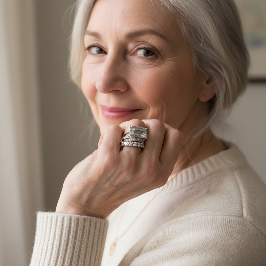 Conjunto Vintage de Inele din Argint cu Turcoază din Sticlă