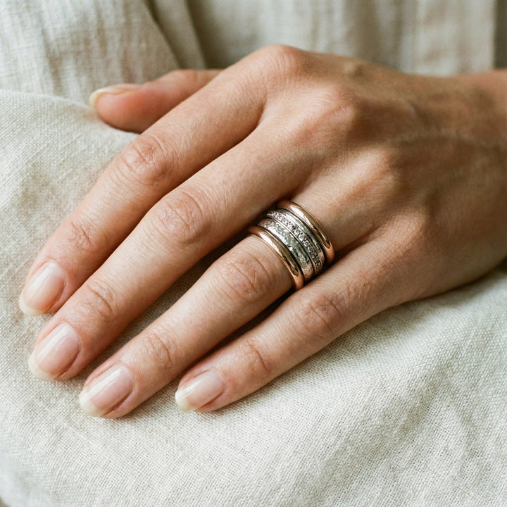 Inel Vintage Gros de Aur în Straturi