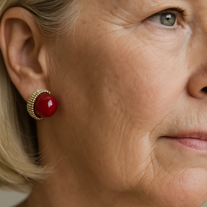 Cercei Cu Nucă Roșie și Perle