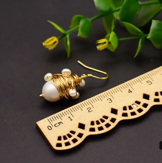 Cercei Artizanali cu Mărgele de Orez