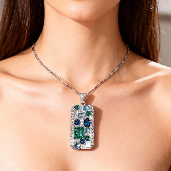 Colier Strălucitor Albastru și Verde