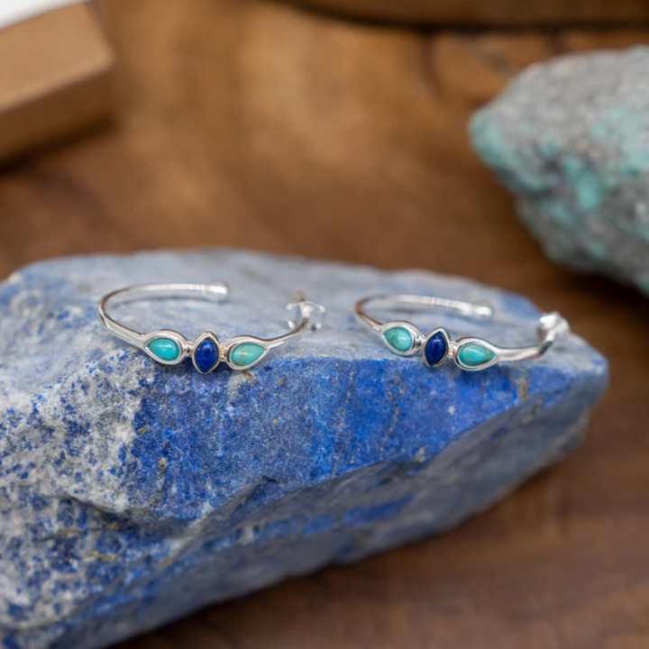 Cercei Vintage din Email Albastru